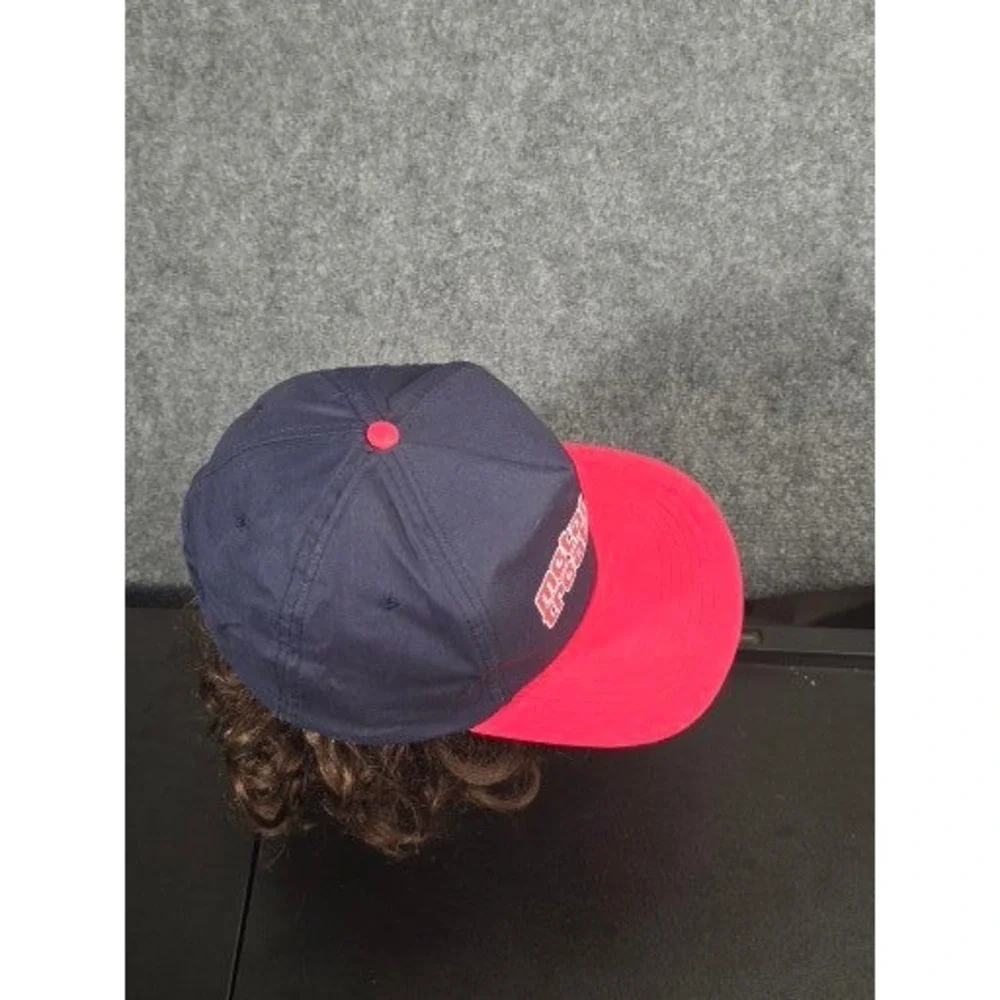 Metal Treating Vintage Snapback Hat Navy Blue‎ Red Two Tone Cotton Workwear Cap